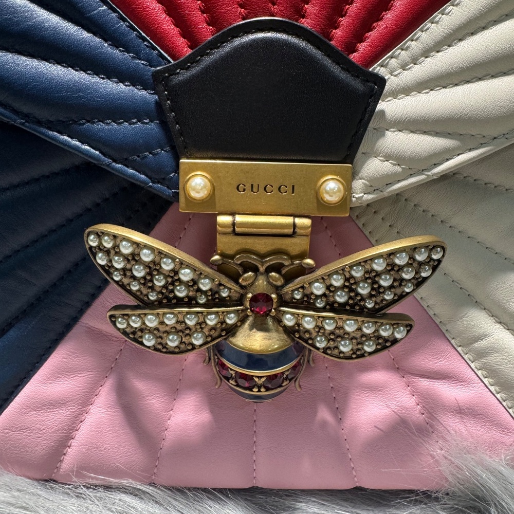 Gucci Queen Margaret Backpack Sac A Dos Multicolor & Bamboo handle~EUC - Picture 2 of 11
